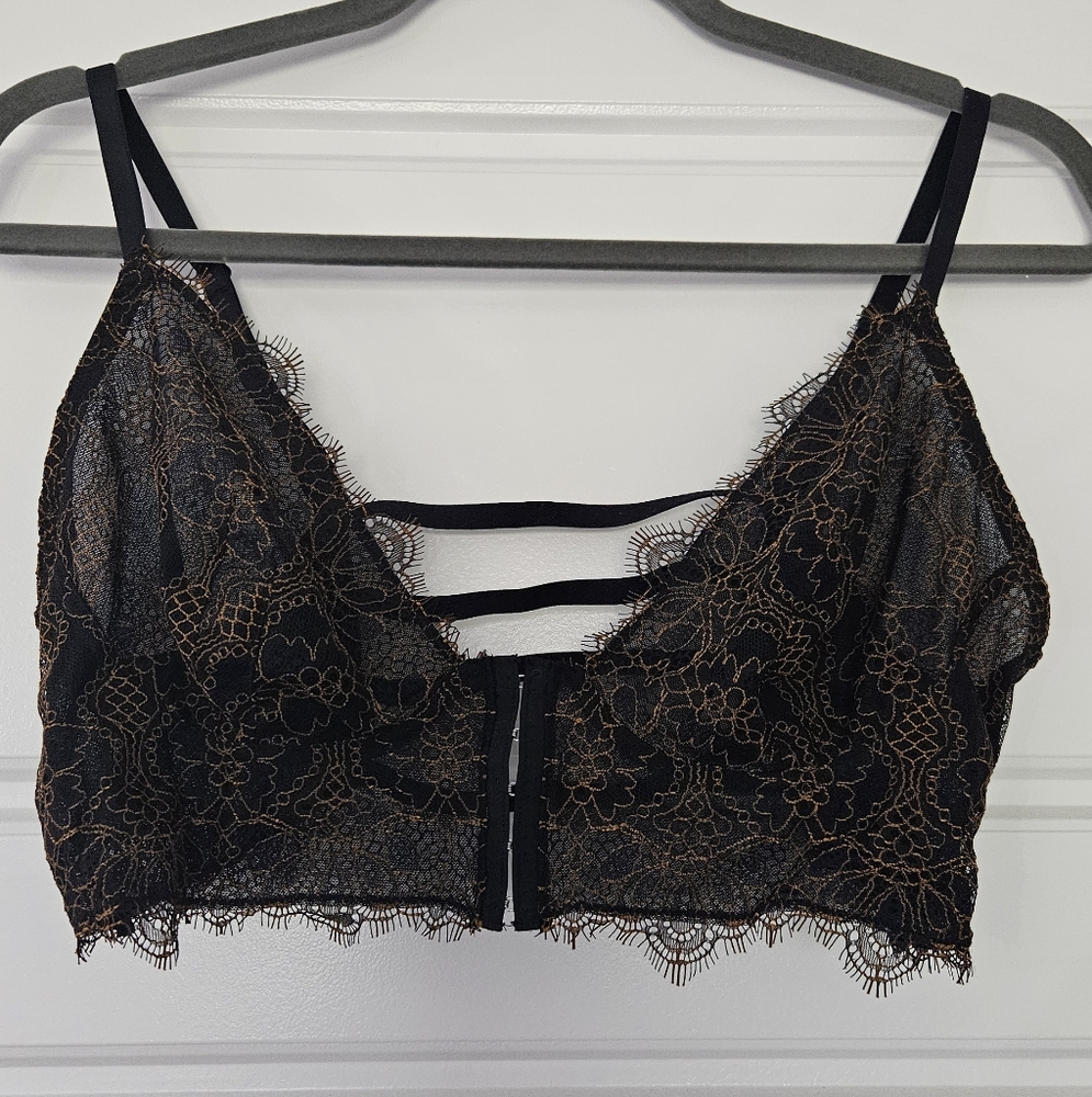 Lace Bralette in Black and Gold